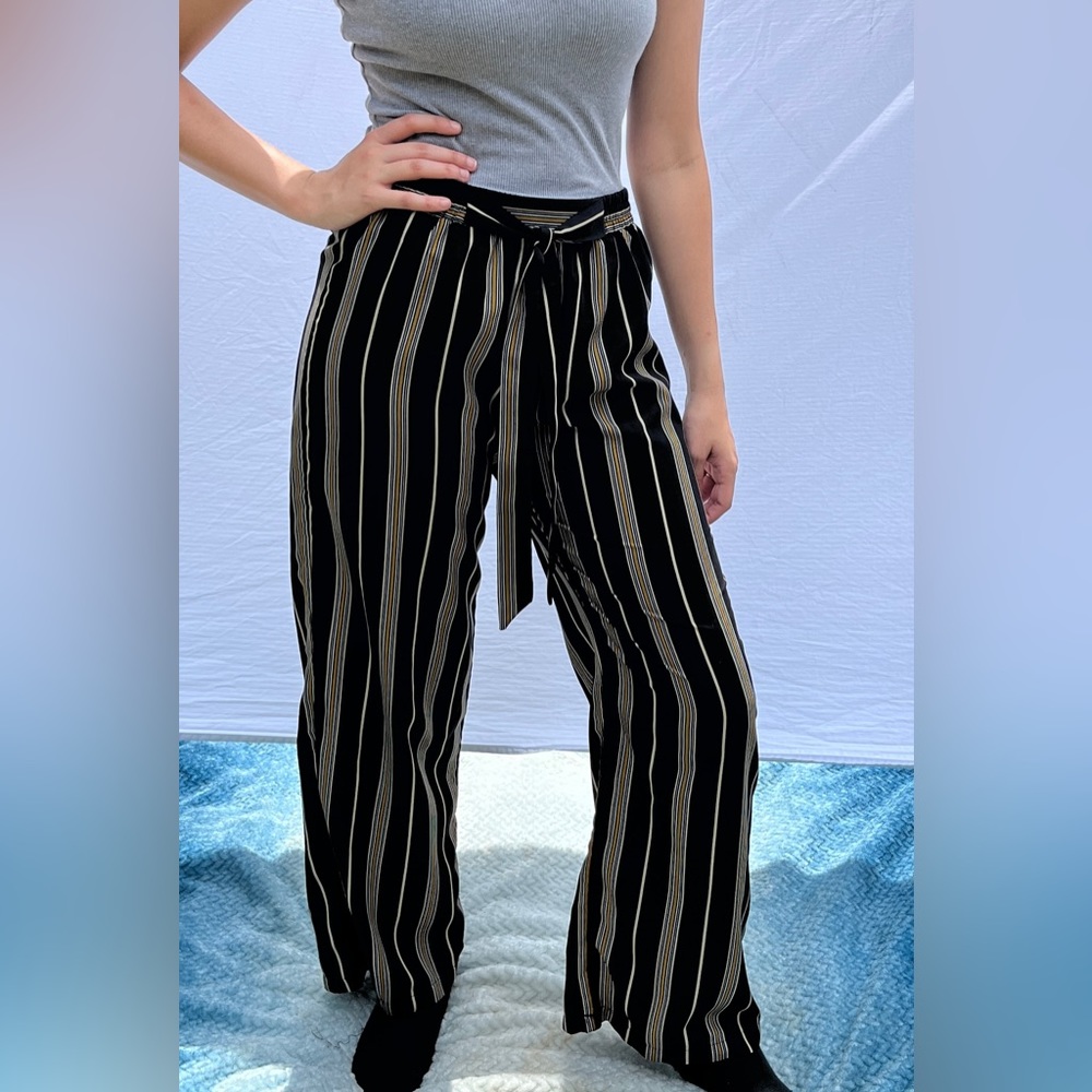 Striped, Flowy, High-waisted Pants